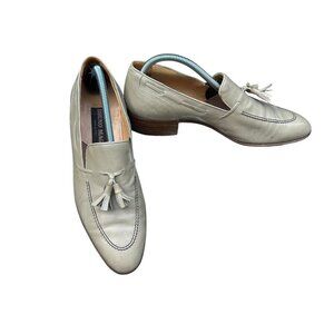 Bruno Magli Italian Tan Taupe Leather Rossi Tassel Slip On Loafers Size 9 M